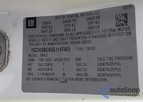 2016 Chevrolet Colorado Wt from USA, damaged, VIN 1GCHSBEA8G1147469